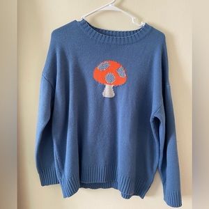 Blue Sweater with Red Mushroom